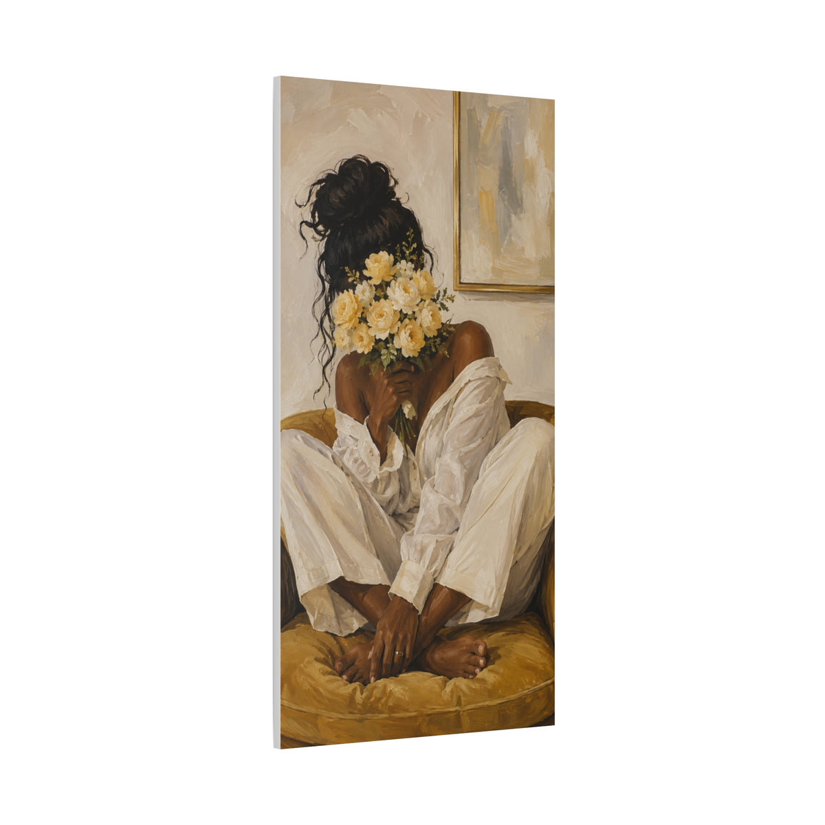 Quiet Bloom Matte Canvas Wall Art — Floral Portrait in Warm Neutral Tones