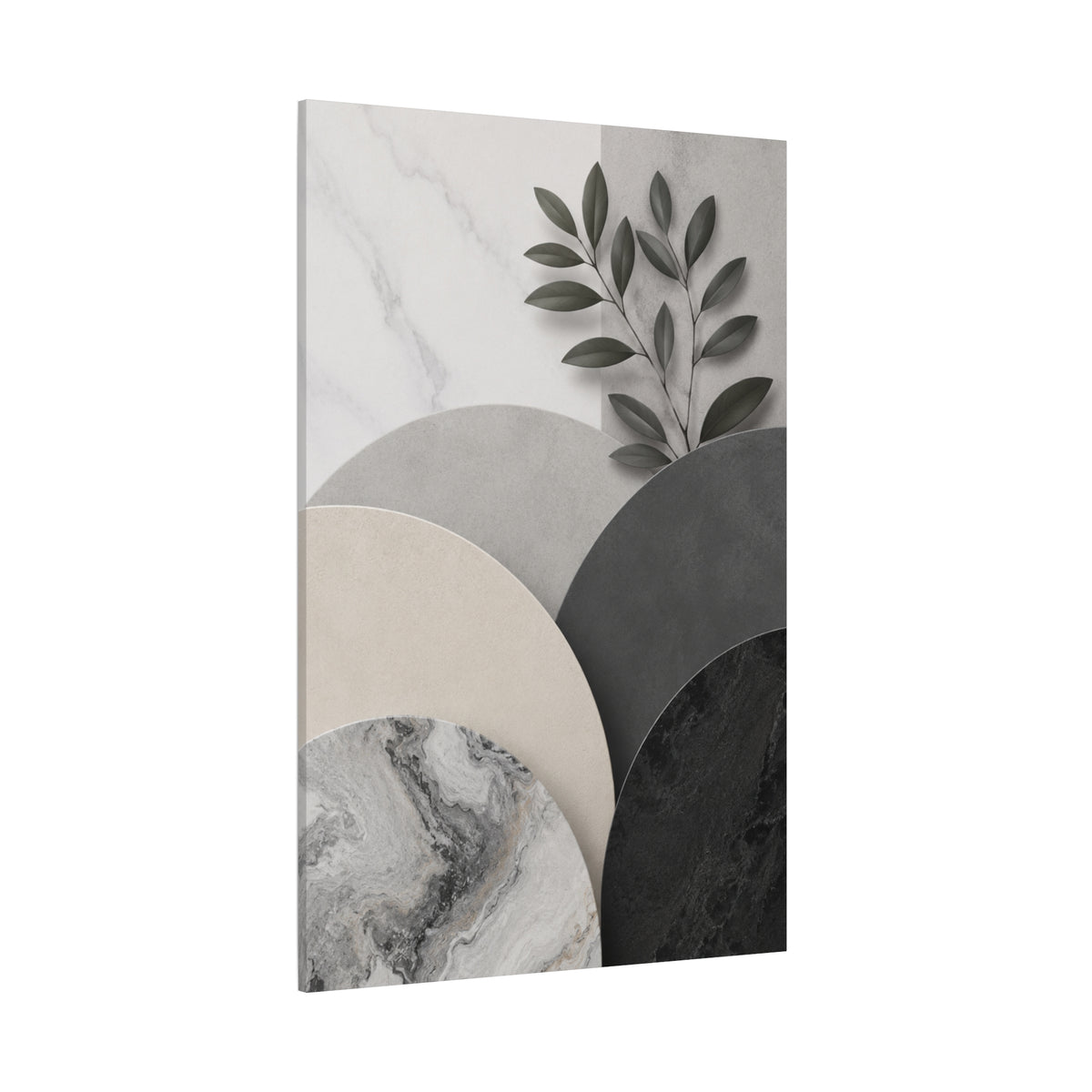 Modern Neutral Botanical Canvas Wall Art — Abstract Geometric Stretched Matte Print