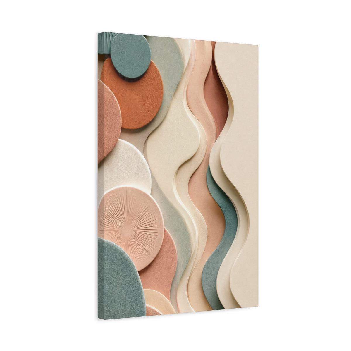 Earthy Flow Abstract Matte Canvas Wall Art — Sage, Terracotta & Cream