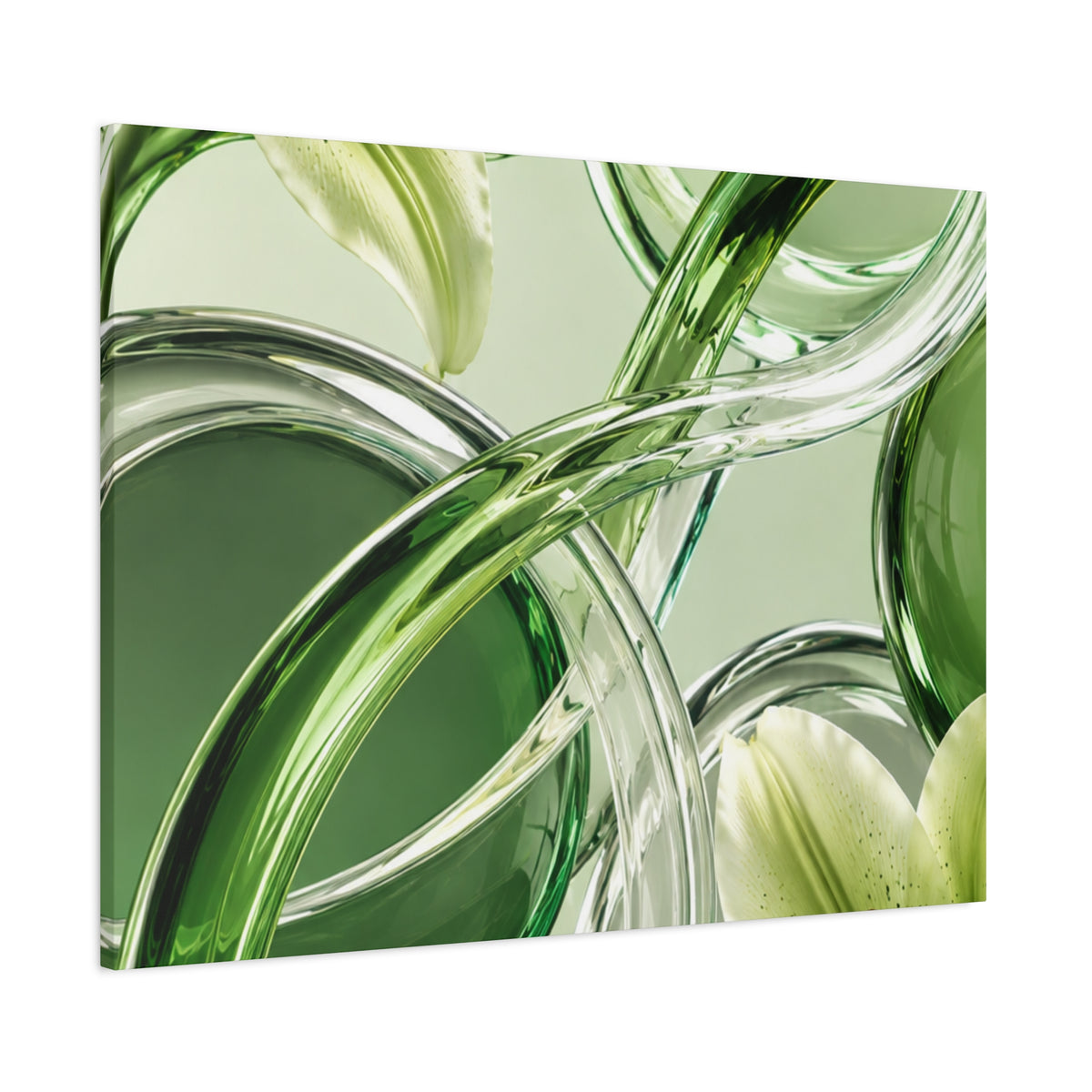 Green Glass Abstract Canvas Wall Art | Modern Botanical Canvas Print | Luxury Minimalist Wall Decor | Living Room Artwork