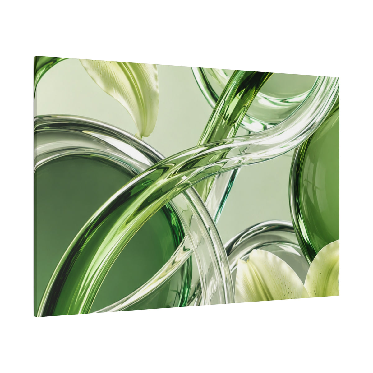 Green Glass Abstract Canvas Wall Art | Modern Botanical Canvas Print | Luxury Minimalist Wall Decor | Living Room Artwork