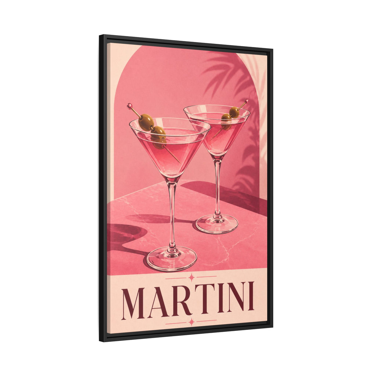 Martini Wall Art Canvas — Framed Pink Cocktail Canvas