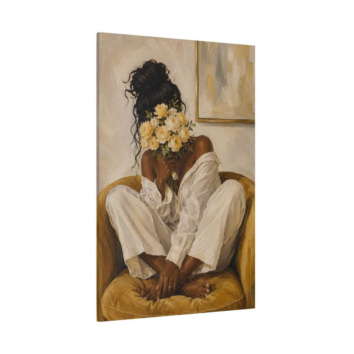 Quiet Bloom Matte Canvas Wall Art — Floral Portrait in Warm Neutral Tones