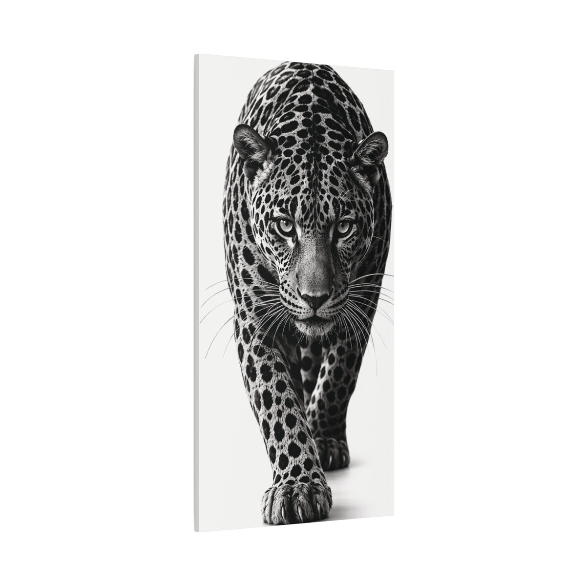 Black Panther Canvas Wall Art – Modern Black & White Wildlife Stretched Canvas
