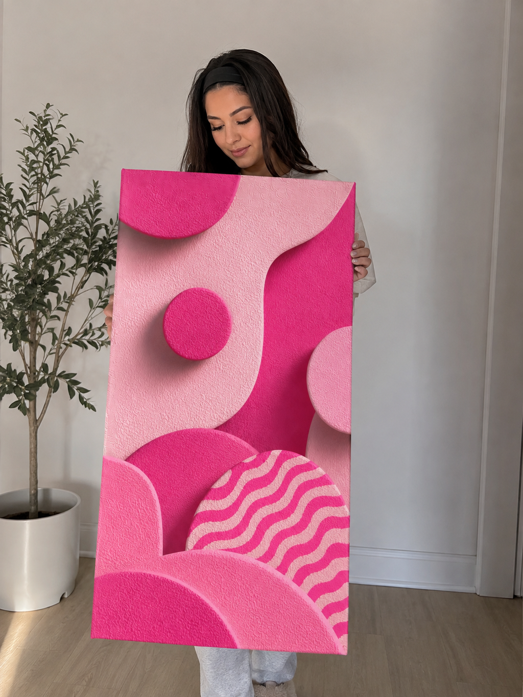 Abstract Pink Waves Matte Canvas Print — Stretched Wall Art