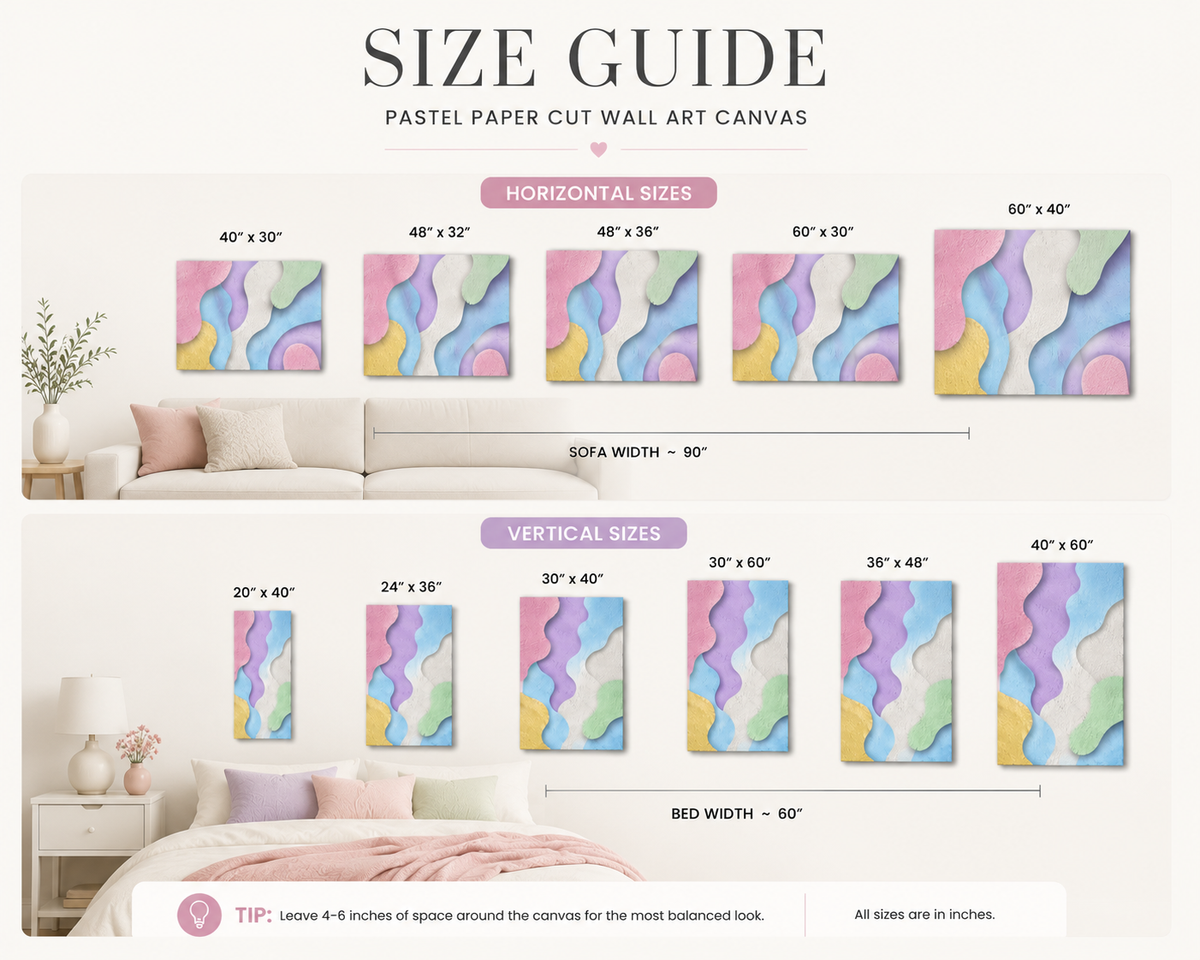Pastel Abstract Canvas Wall Art | Modern Paper Cut Wall Decor | Colorful Minimalist Canvas Print | Nursery, Bedroom & Living Room Decor